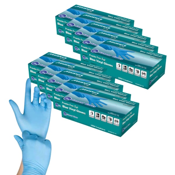 Diamond Glove Disposable Gloves, 4 mil Palm, Vinyl, Powder-Free, M, 1000 PK, Blue V46M - main